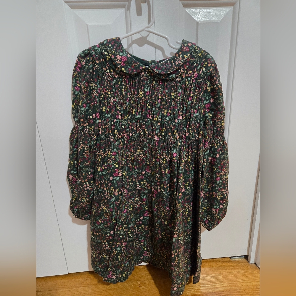 Next Dark Green Floral Dress, SIZE 6/7